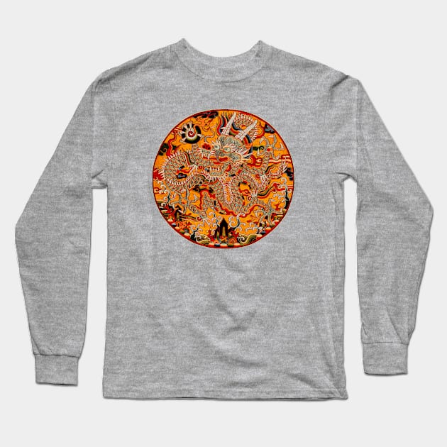 Inperial Ming Chinese Dragon Art Long Sleeve T-Shirt by ppandadesign